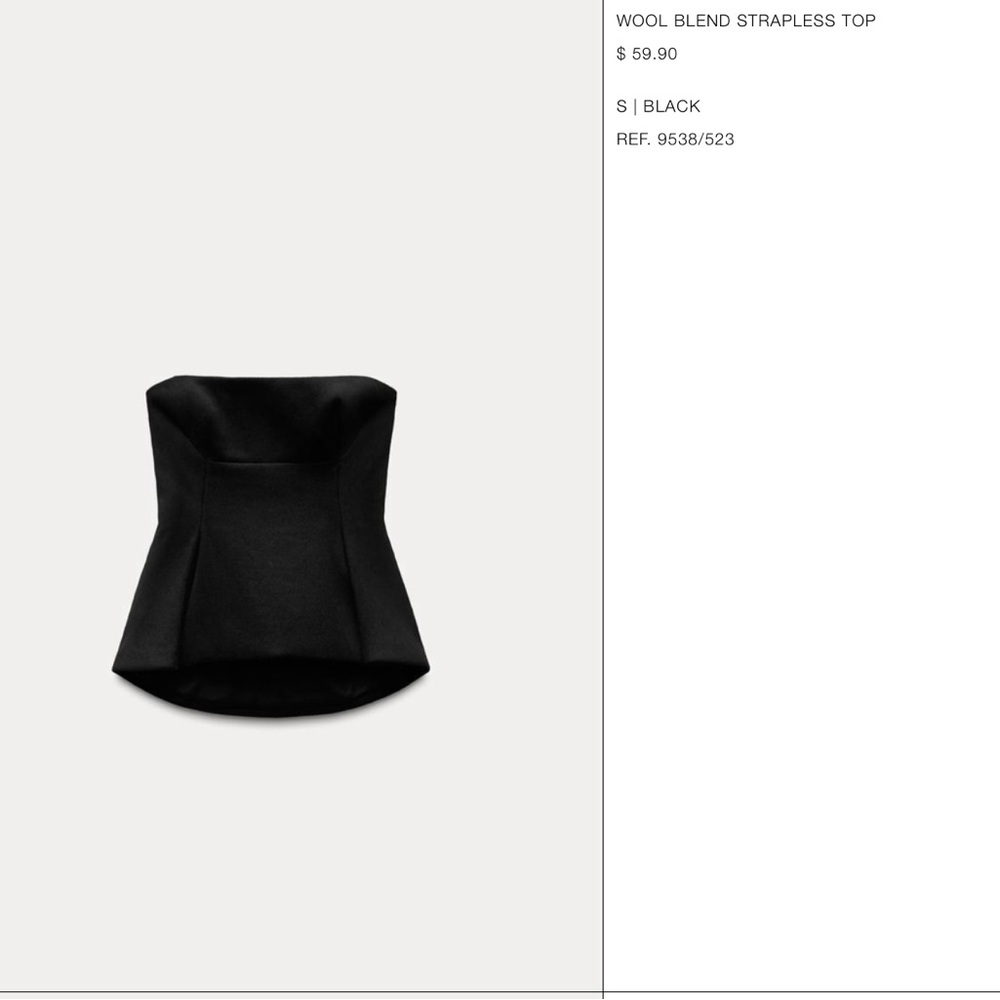 Zara strapless top